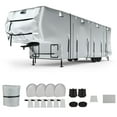 thumbnail image 1 of SCITOO 300D Top Oxford Cloth 5th Wheel RV Cover 37'-41' with 4 Tire Covers and Gutter Covers Jack Cover Waterproof Rip-Resistant Anti-UV Winter Camper Cover Toy Hauler Cover RV Travel Cover, 1 of 1