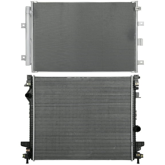 SCITOO 30135 condenser + 13555 radiator Fit 2019-2021 for Ford for Edge 2.0L 2019-2021 for Lincoln for Nautilus 2.0L