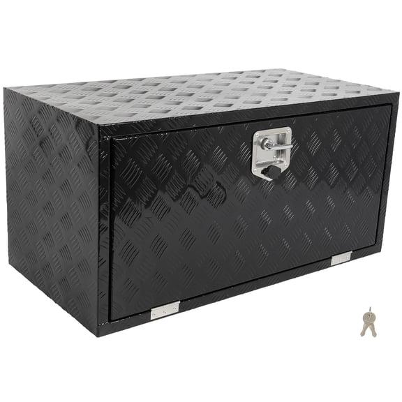 SCITOO 36 Inch Aluminum Truck Bed Tool Box,Heavy Duty Diamond Plate Trailer Tool Box with Lock Keys,Tool Storage Organizer Chest for Pick up,Truck Bed,ATV,RV TrailerWaterproof Black 36X18X18
