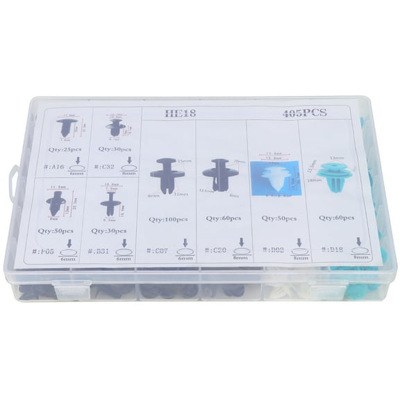 SCITOO 405Pcs Bumper Retainer Clips Kit Car Fastener Rivet Push Door Trim Panel Clips fit for GM For Toyota For Honda for Ford For Chrysler,8 Sizes