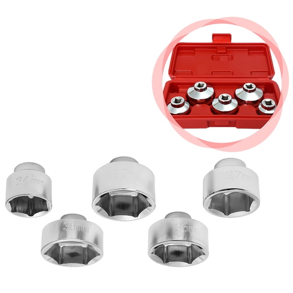 SCITOO 5pc 3/8 Inch Drive Low Profile Oil Filter Remover Socket Set 24mm 27mm 32mm 36mm 38mm