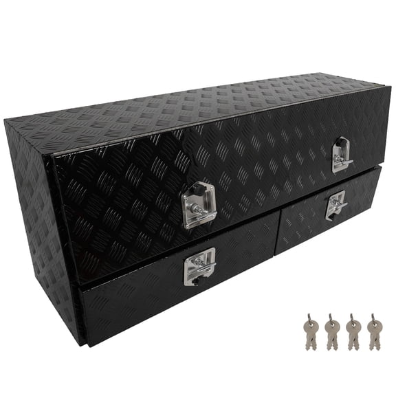 SCITOO 60 Inch Aluminum Truck Bed Tool Box Heavy Duty Diamond Plate Trailer Tool Box with Lock Keys Tool Storage Organizer Chest for Pick up TruckBed ATV RV Trailer Waterproof 60X13.5X21