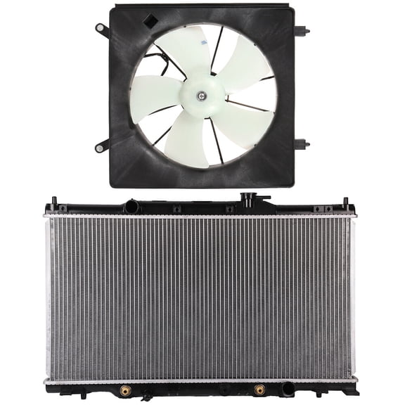 SCITOO 620-232 Cooling Fan + 2443PA16/AT Radiator Fit for 2002-2006 for Honda for CR-V 2003-2006 for Honda for Element