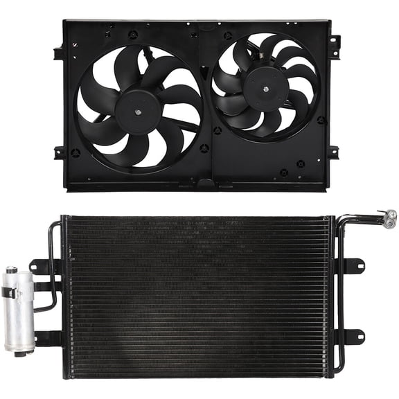 SCITOO 620-799 Cooling Fan + 4933 Condenser Fit for 2000-2002 for Audi for TT 2000-2006 for Audi for TT Quattro 1999-2005 for Volkswagen for Golf 1999-2005 for Volkswagen for Jetta