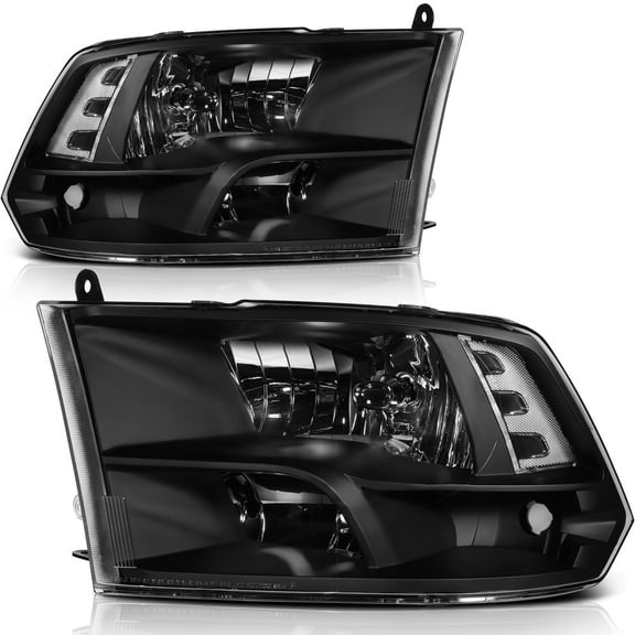 SCITOO 68096438AG Headlight Assembly Fits For Ram 1500 2009-2018,For Ram 2500 2010-2018,For Ram 3500 2010-2018 headlamp in Black Housing Clear Reflector Clear Lens
