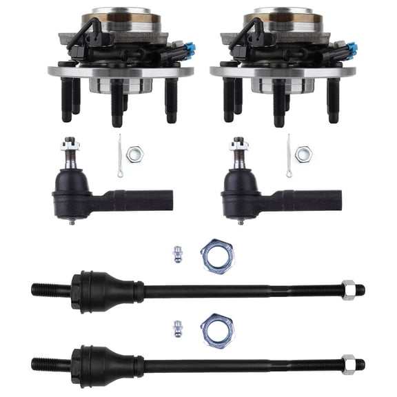 SCITOO 6pcs Front Suspension Kit Inner Outer Tie Rod Ends Wheel Bearing Hub Fit For 2003-2005 For Chevy Express 2500 2003-2005 For GMC Savana 2500