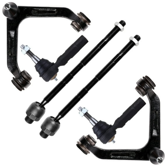SCITOO 6pcs Suspension Kit 2 Upper Control Arm + Pre-Assembled Ball Joint 2 Inner 2 Outer Tie Rod End Link fit for 2003-2005 for Dodge Ram 2500 3500 K7462 EV80211 ES3538