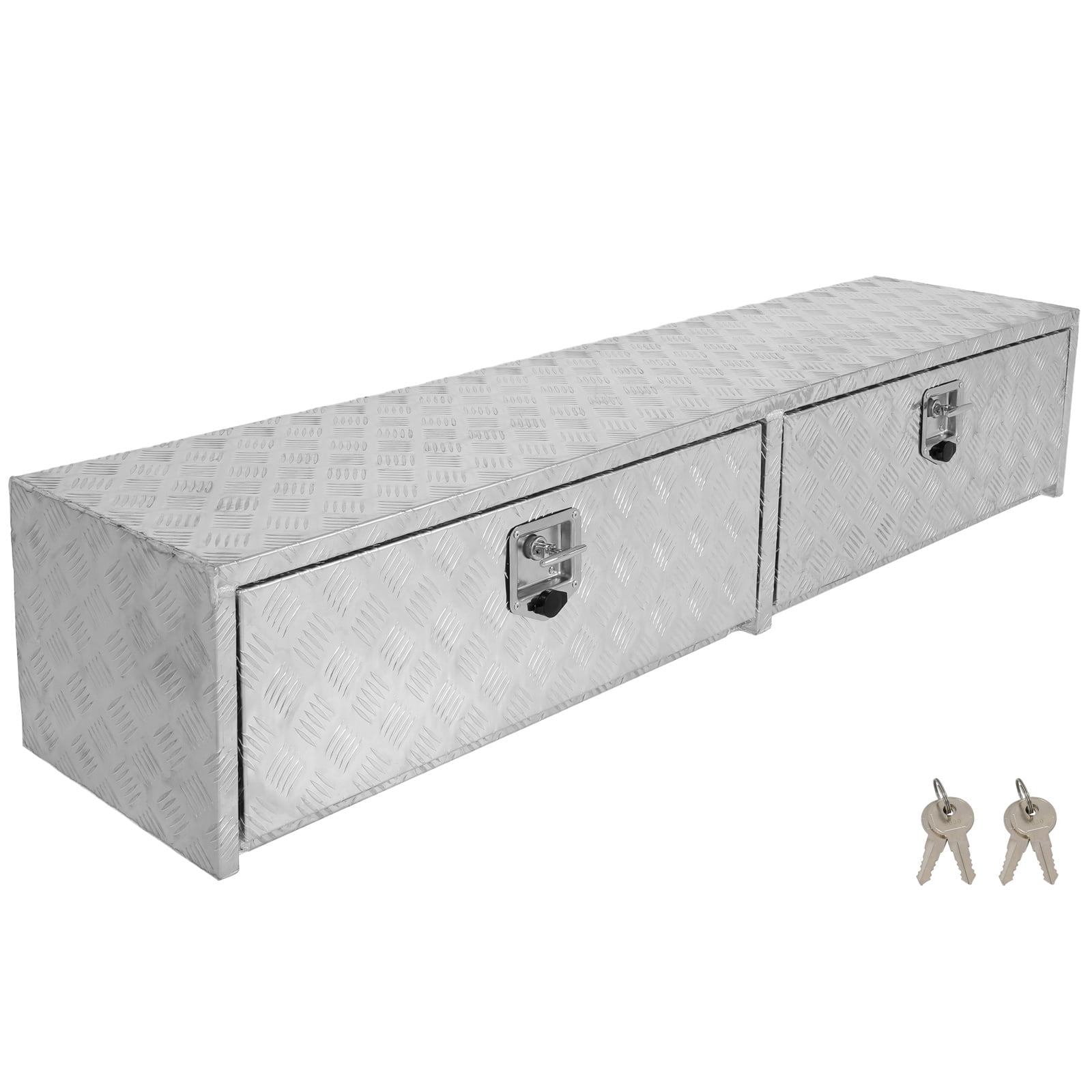 SCITOO 72 Inch Aluminum Truck Bed Tool Box Heavy Duty Diamond Plate Trailer Tool Box with Lock Keys Tool Storage Organizer Chest for Pick up TruckBed ATV RV Trailer Waterproof 72X13X16