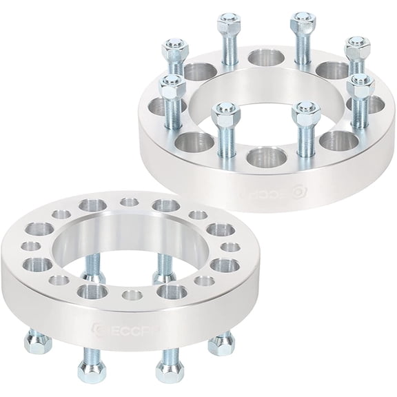SCITOO 8x6.5 Wheel Spacers 1.5 inch Thick Hub Bore 130mm with 14x1.5 Studs, Silver 8 Lug Wheel Spacers Fit for 2500 2011-2014 for Ram 3500 2010 - 2Pcs