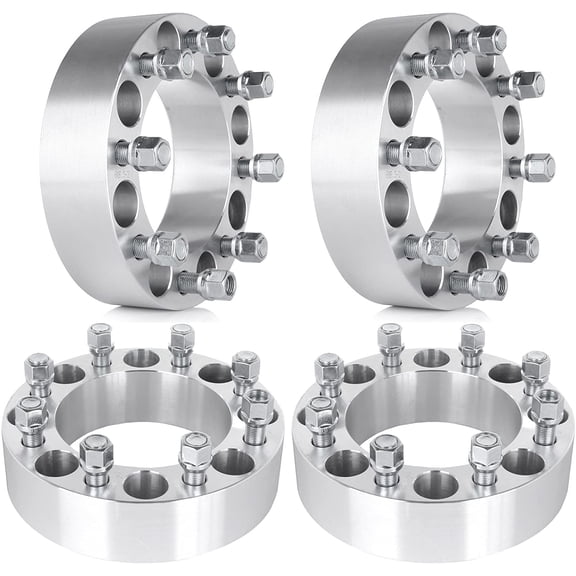 SCITOO 8x6.5 Wheel Spacers 2 inch Thick Hub Bore 126.15mm with 9/16 Studs, Silver 8 Lug Wheel Spacers Fit for W300 1975-1980 for C20 1977-1986 - 4Pcs