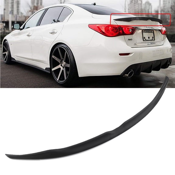 SCITOO ABS Black Rear Trunk Spoiler Wing Exterior Accessories Styling Kits Replacement for Infiniti Q50 4-Door Sedan 3.7L Base