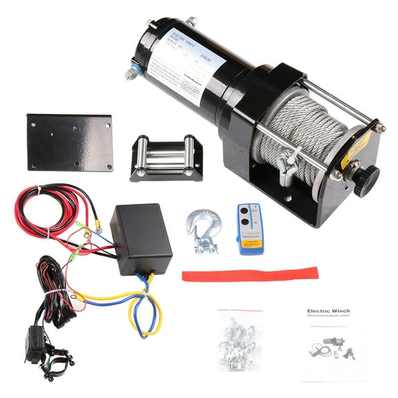 SCITOO - ATV UTV Winch 2500LBS UTV Electric Winch Steel Cable Offroad Remote Control 12V