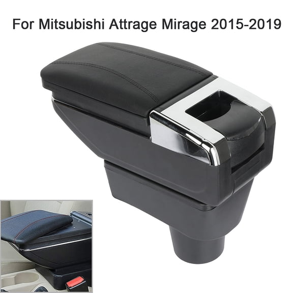 SCITOO Auto Black Armrest Center Console Lid Skin Cover with Console Box Replacement fit for 2015-2019 For Mitsubishi Attrage
