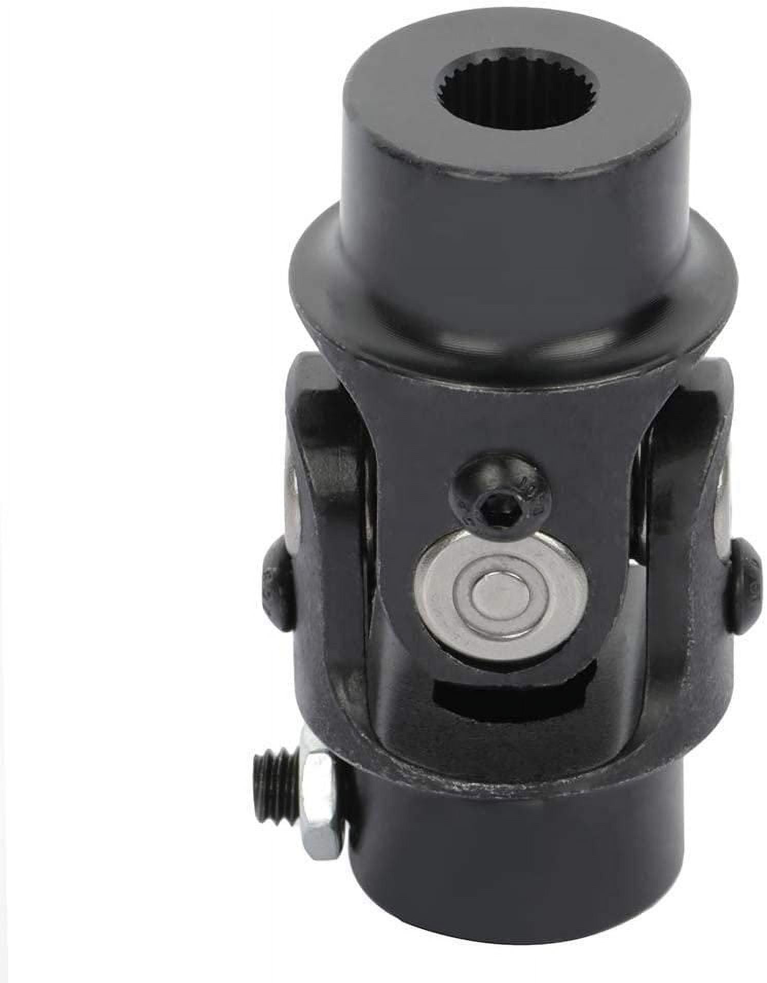 Black Steering Coupler - 9/16-26 Spline To 3/4 Inch Round Shaft, 2 Inch Long, For GM & Mustang II Racks