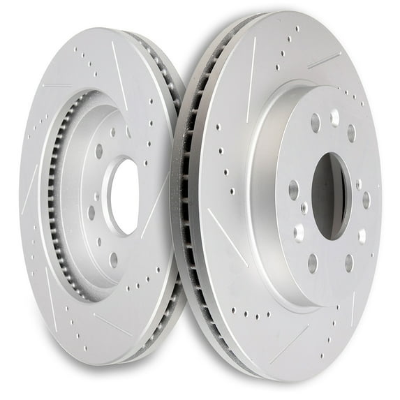 SCITOO Brakes Rotors 2pcs Front Drilled Slotted Discs Brakes Kit fit for Cadillac Escalade ESV XTS,for Chevy Avalanche Express Silverado Suburban 1500 Tahoe,for GMC Savana Sierra Yukon XL 1500