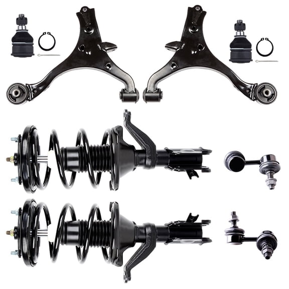 SCITOO Complete Strut Shock Coil Spring Assembly Kit Fit for 2001-2003 for Acura EL 2001-2005 for Honda Civic Front Quick Complete Struts Ball Joint Control Arm Stabilizer Bar Link