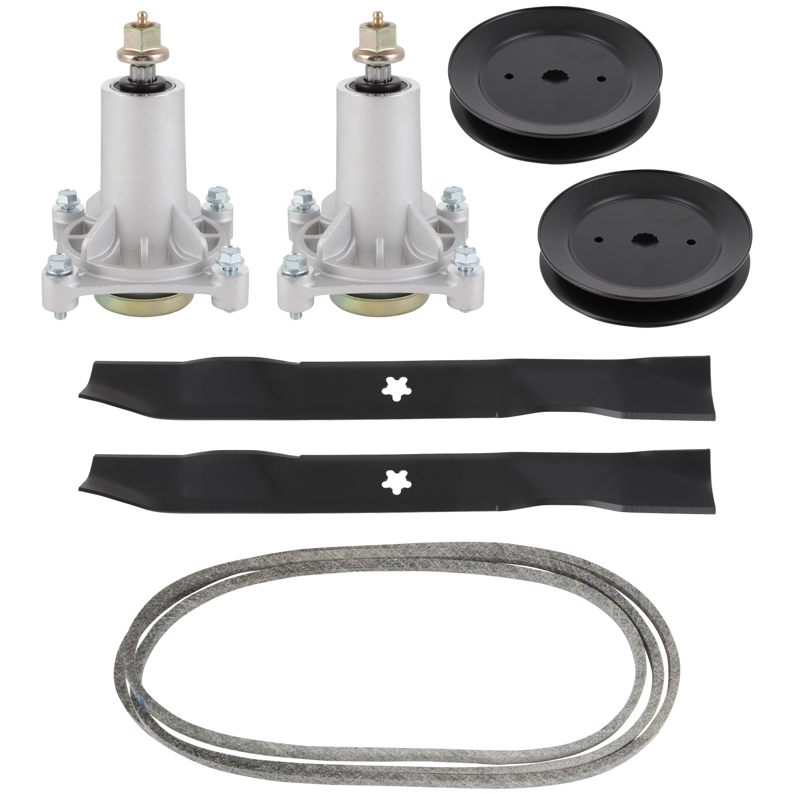 SCITOO Deck Rebuild Kit 42 Lawn Mower Deck Parts Rebuild Kit Compatible with Poulan Pro PP19A42 PB185A42 PB195H42LT PB20H42YT 1 Belt 2 Spindle Assembly 2 Mower pulleys 2 Mower Blades Walmart