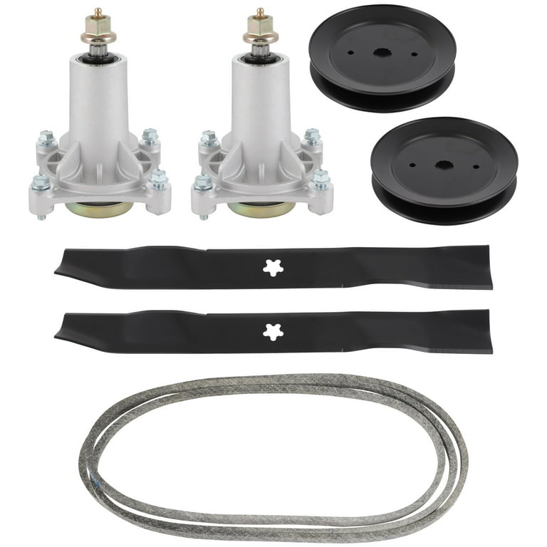 SCITOO Deck Rebuild Kit 42 Lawn Mower Deck Parts Rebuild Kit Compatible with Poulan Pro PP19A42 PB185A42 PB195H42LT PB20H42YT 1 Belt 2 Spindle Assembly 2 Mower pulleys 2 Mower Blades Walmart