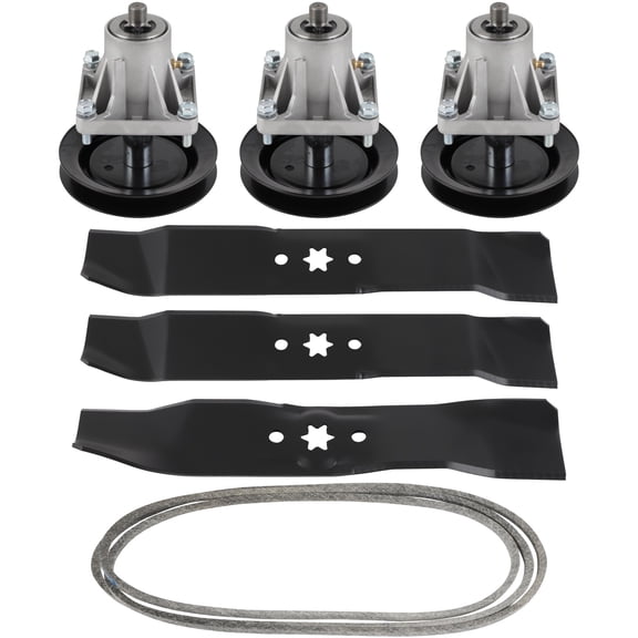SCITOO Deck Rebuild Kit 46 Lawn Mower Deck Parts Rebuild Kit Compatible with Cub Cadet LT1045 LT1046 1 Drive Belt 3 Spindle Assembly 3 Mower Blades