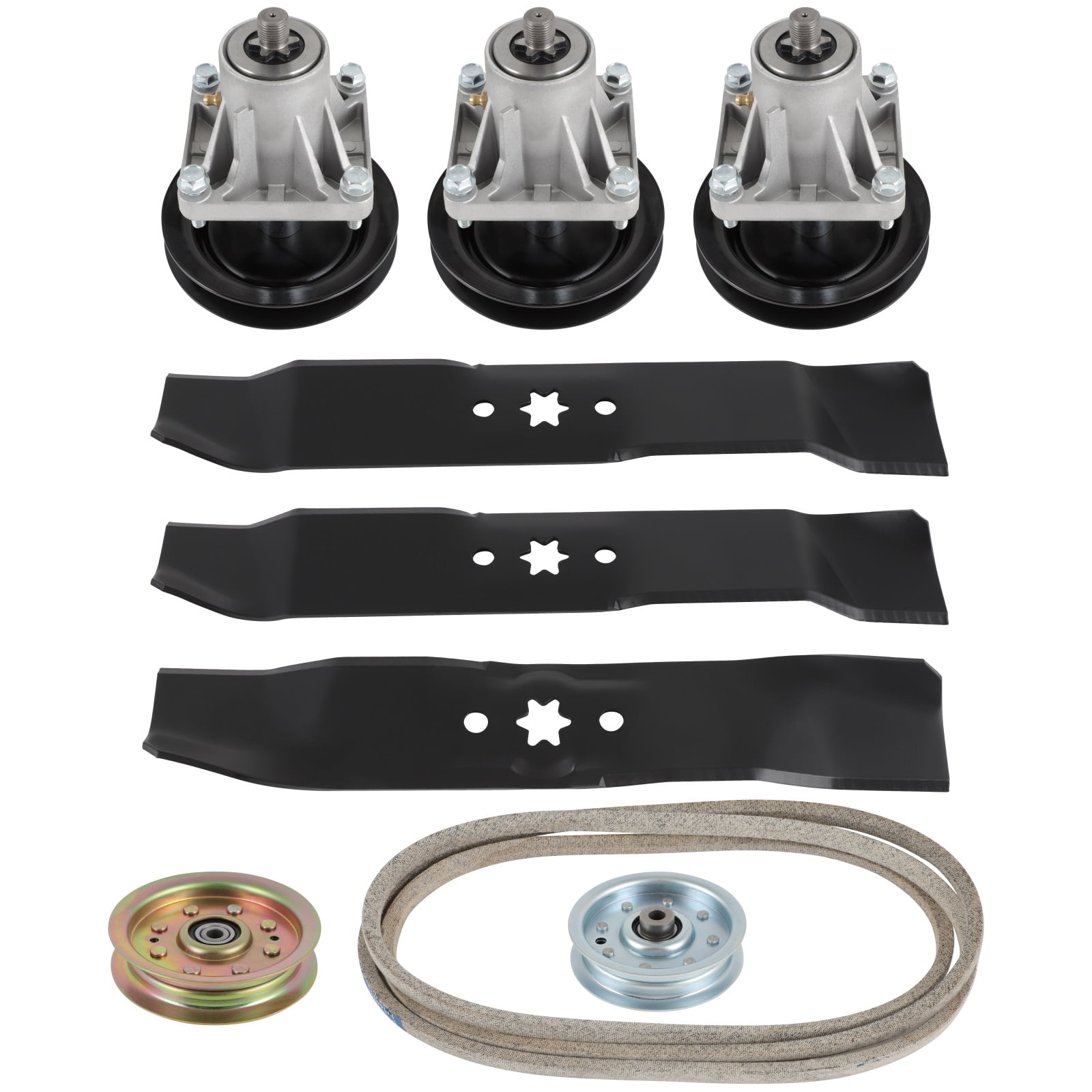 SCITOO Deck Rebuild Kit 46 Lawn Mower Deck Parts Rebuild Kit Compatible with Cub Cadet LT1045 LT1046 1 Drive Belt 2 Idler Pulleys 3 Spindle Assembly 3 Mower Blades