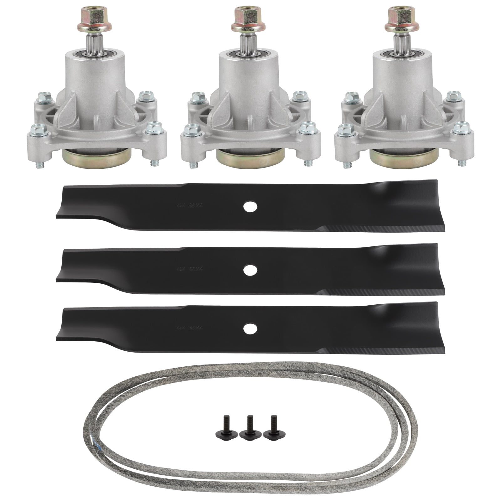 SCITOO Deck Rebuild Kit 52 Lawn Mower Deck Parts Rebuild Kit Compatible with 3 Blades for a 52Cut. for Hustler Super Z. High Lift 1 Belt 3 Spindle Assembly 3 Mower Blades