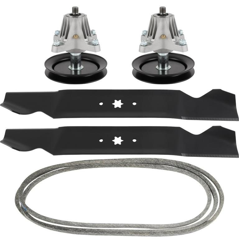 SCITOO Deck Rebuild Kit Lawn Mower Deck Parts Rebuild Kit Compatible with Troy Bilt TB42 TB1942 TB2142 Pony Super Bronco 1 Belt 2 Spindle Assembly 2 Mower Blades Walmart