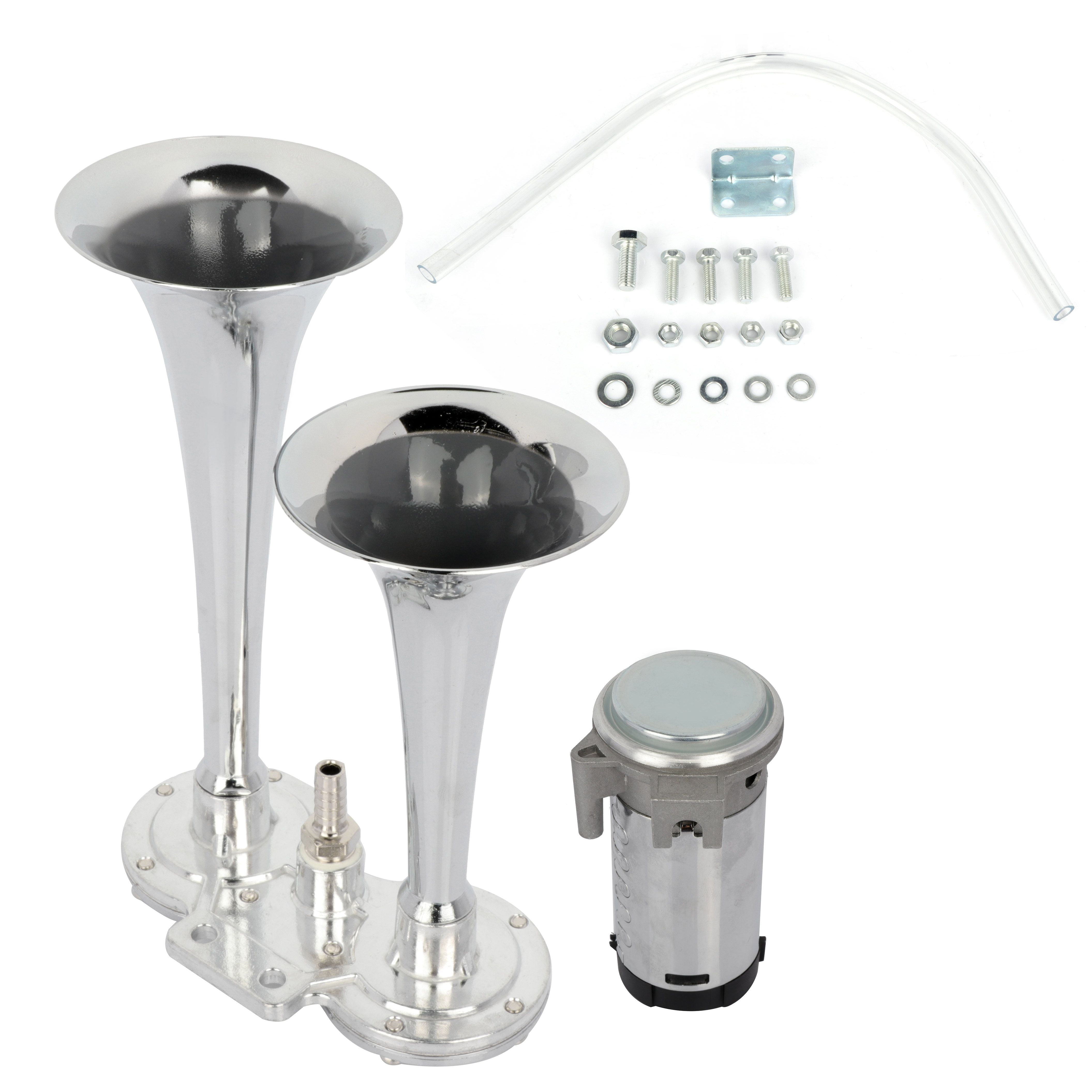 SCITOO Dual Trumpet Air Horn with Compressor Powerful Loud12V 105db
