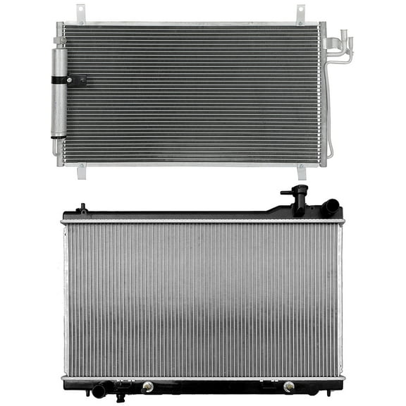 SCITOO Engine Coolant 2588 Radiator 4704 Condenser Assembly for 2003-2007 for Infiniti for G35 3.5L