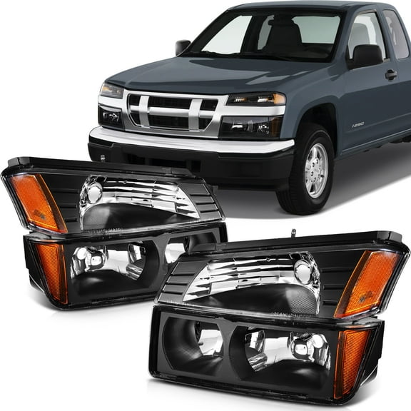 SCITOO Fit for 4pcs for Chevy Avalanche Body Cladding Model 2002-2006 Headlight Assembly Headlamps Replacement + Front Signal Lights (Left and Right Side)