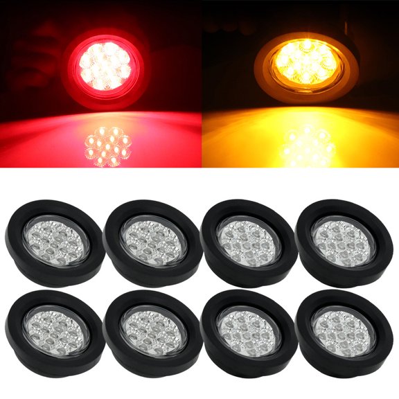 SCITOO Fit For Boats Truck Trailer Pickups Universal Side Lights 4pcs Red 4pcs Yellow 13LED Stop Turn Signal Tail Light Side Marker Clearance Lights Tail Lamps 12V Trailer Clearance Lights