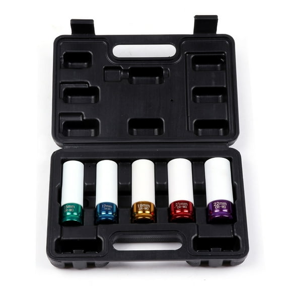 SCITOO Fit Professional Auto Mechanics And Heavy Duty Applications 5pcs Nut Impact Socket Set With Thin Wall Socket Wheel Protector Tool