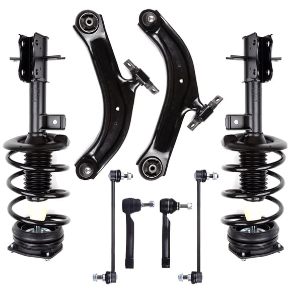 SCITOO Front Strut Spring Assembly Control Arm and Ball Joint Assembly Stabilizer Bar Link Kit Tie Rod End Fit for 2007 2008 2009 2010 2011 2012 for Nissan Sentra