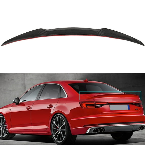 SCITOO Glossy Black Carbon Fiber Rear Trunk Spoiler Wing Replacement fit for 2017-2020 for Audi A4