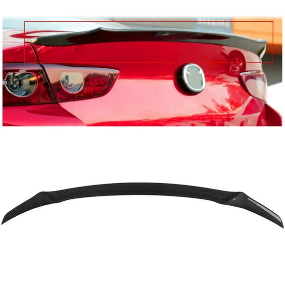 SCITOO Glossy Black Carbon Fiber Rear Trunk Spoiler Wing Replacement fit for 2019-2020 for MAZDA 3