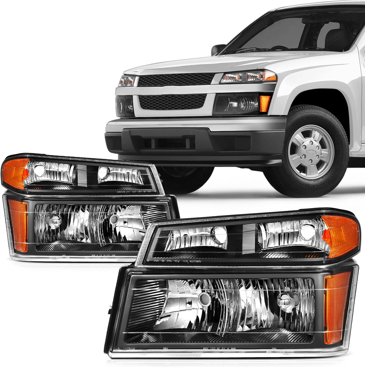 AINTIER Black Headlight Assembly Pair For Chevrolet Colorado & GMC Canyon 2004-2012 - Replacement Headlights