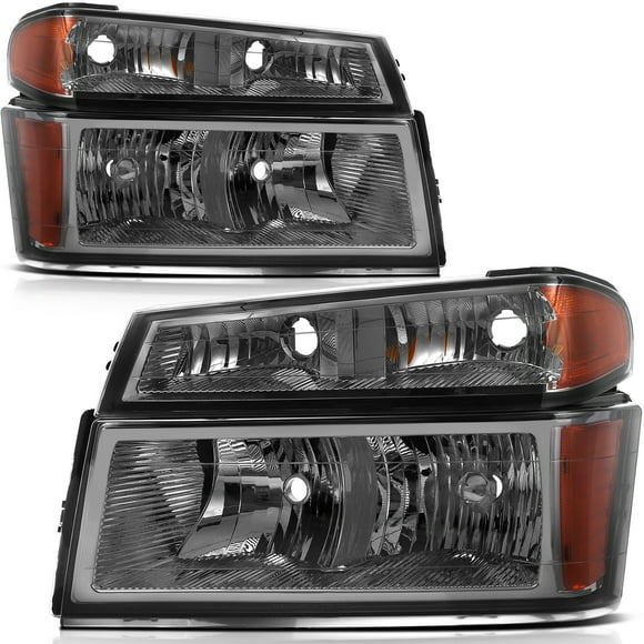 SCITOO Headlight Assembly Fit for 2004-2012 Chevrolet Colorado,for GMC Canyon,for Isuzu i-280,for Isuzu i-290 07-08,for Isuzu i-350,for Isuzu i-370Headlamp in Smoke Housing Amber Reflector Clear Lens