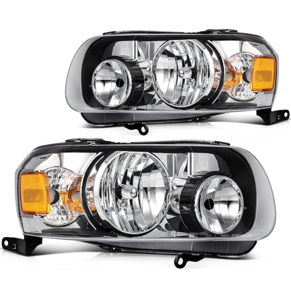 SCITOO Headlight Assembly Fit 2005-2007 for Ford Escape Pair Headlamps Chrome Housing Amber Reflector 7L8Z13008D/7L8Z13008A