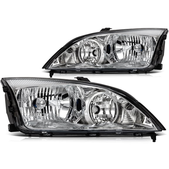 SCITOO Headlight Assembly Fit 2005-2007 for forD FOCUS Chrome Housing Clear Reflector Pair Headlights 7S4Z13008F