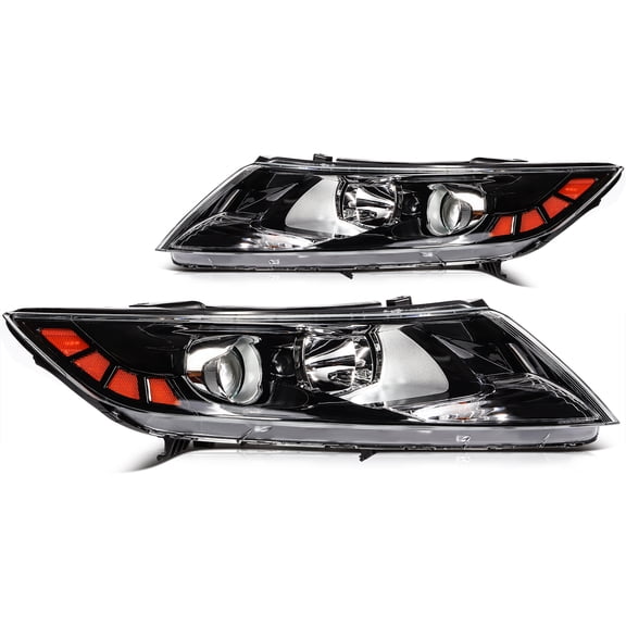 SCITOO Headlight Assembly Fit 2011-2013 for Kia Optima Black Housing Amber Reflector Pair Headlights 921012T121