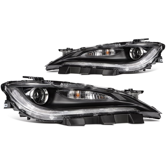 SCITOO Headlight Assembly Fit 2015-2017 for Chrysler 200 o Pair Headlamps Black Housing Clear Lens CH2502260(Bulbs Not Included)