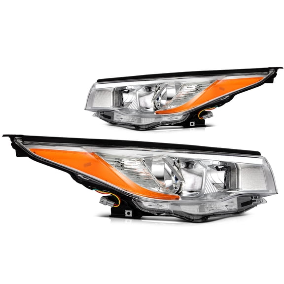SCITOO Headlight Assembly Fit 2015-2017 for Toyota Highlander Chrome Housing Amber Reflector Pair Headlights 81170-0E180