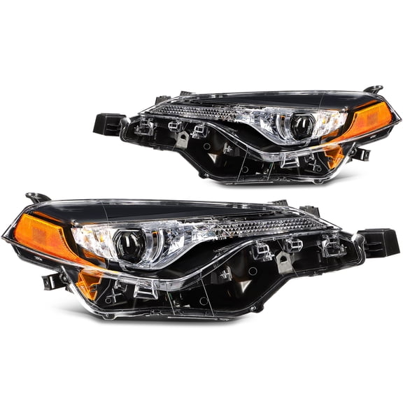 SCITOO Headlight Assembly Fit 2017-2019 for Toyota corolla L LE LED Pair Headlamps Black Housing Clear Reflector 8115002M70