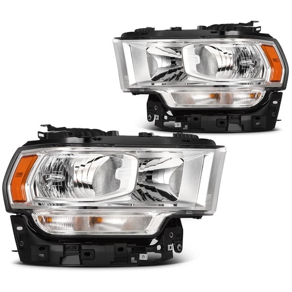 SCITOO Headlight Assembly Fit 2019-2024 for RAM 2500 3500 Pair Headlamps Chrome Housing Amber Reflector CH2502334