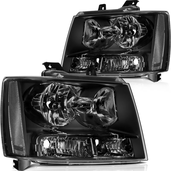 SCITOO Headlight Assembly Fit for Chevrolet Avalanche 2007-2013,for Chevrolet Suburban 1500 2500 2007-2014,for Chevrolet Tahoe 2007-2014 headlights assembly Black Housing Clear Lens