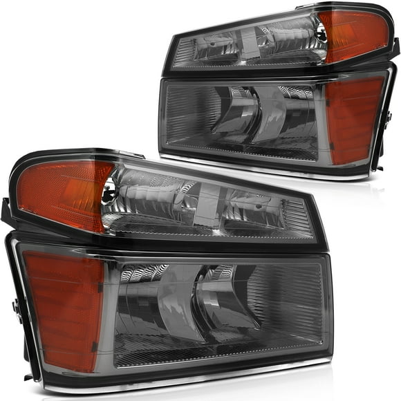 SCITOO Headlight Assembly Fit For Chevrolet Colorado 2004-2012,For GMC Canyon 2004-2012,For Isuzu i-280 2006 ,For Isuzu i-290 2007-2008 Headlamp Smoke Housing Amber Reflector Clear Lens