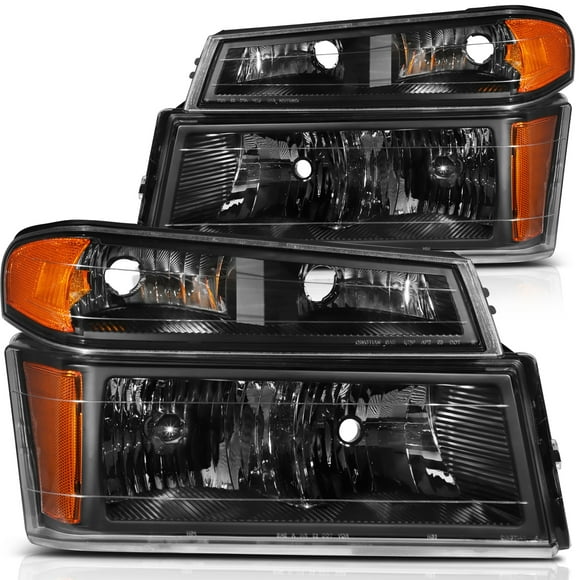 SCITOO Headlight Assembly Fit For Chevrolet Colorado 2004-2012 For GMC Canyon For Isuzu i-280 For Isuzu i-350 For Isuzu i-290 For Isuzu i-370Headlamp in Black Housing Amber Reflector Clear Lens