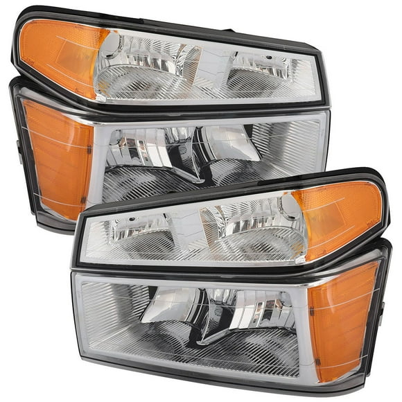 SCITOO Headlight Assembly Fit For Chevrolet Colorado For GMC Canyon For Isuzu i-280 For Isuzu i-290 For Isuzu i-350 For Isuzu i-370 Headlamp in Chrome Housing Amber Reflector Clear Lens