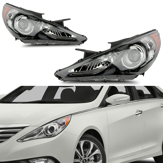 SCITOO Black Housing Headlight Assembly for Hyundai Sonata 2011-2014 ...