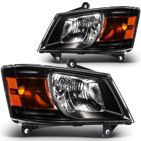 SCITOO Headlights for 2008 2009 2010 for Dodge Grand Caravan Pair Headlight Assembly Black Housing Amber Reflector CH2502191