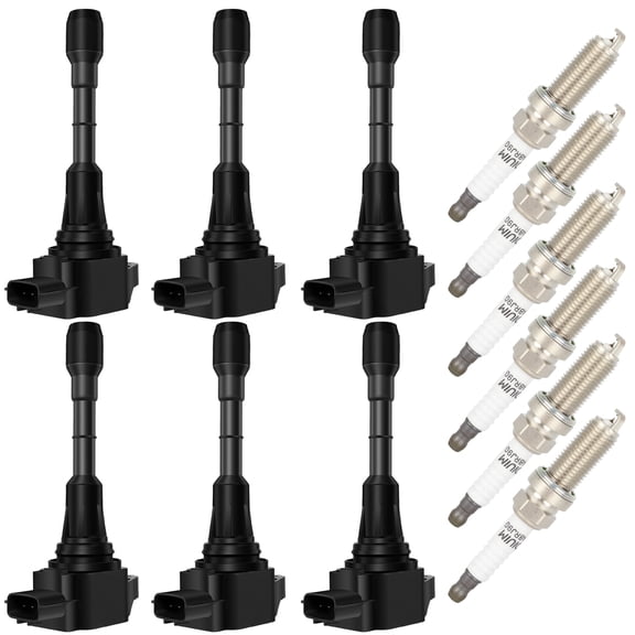 SCITOO Ignition Coil Coils & Iridium Spark Plugs fit for Nissan for Infiniti 370Z G37 M37 Q50 Q60 Q70 QX50 QX70 V6 3.7L UF617 6 ignition coils for 6 iridium Spark Plugs